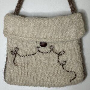 Artisan Handmade Wool Shoulder Bag • Earth Tons • Button Flap • Cottagecore